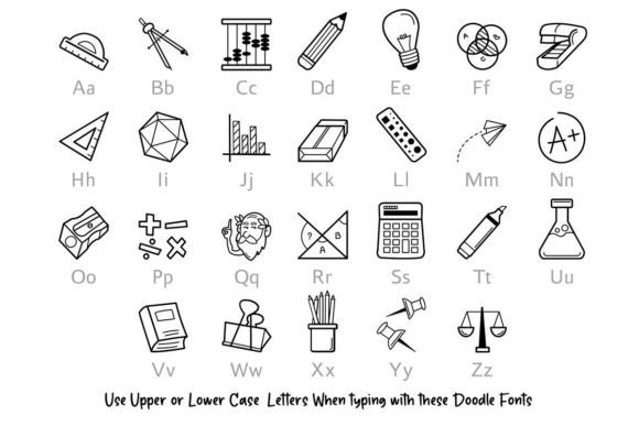 Math Doodle Font PNG with transparent background - Preview 1