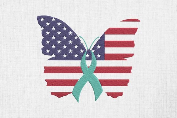 PTSD Awareness America Flag Butterfly