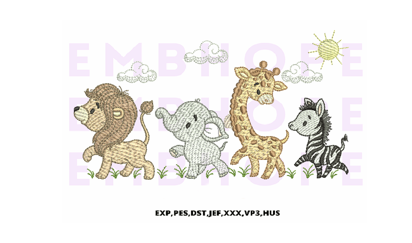 Safari Lion Giraffe Elephant Zebra