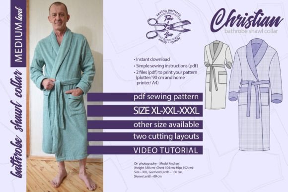 Bathrobe Shawl Collar Pattern, Christian