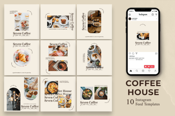 Preview of Coffee House Instagram Post Template coffee shop social media template