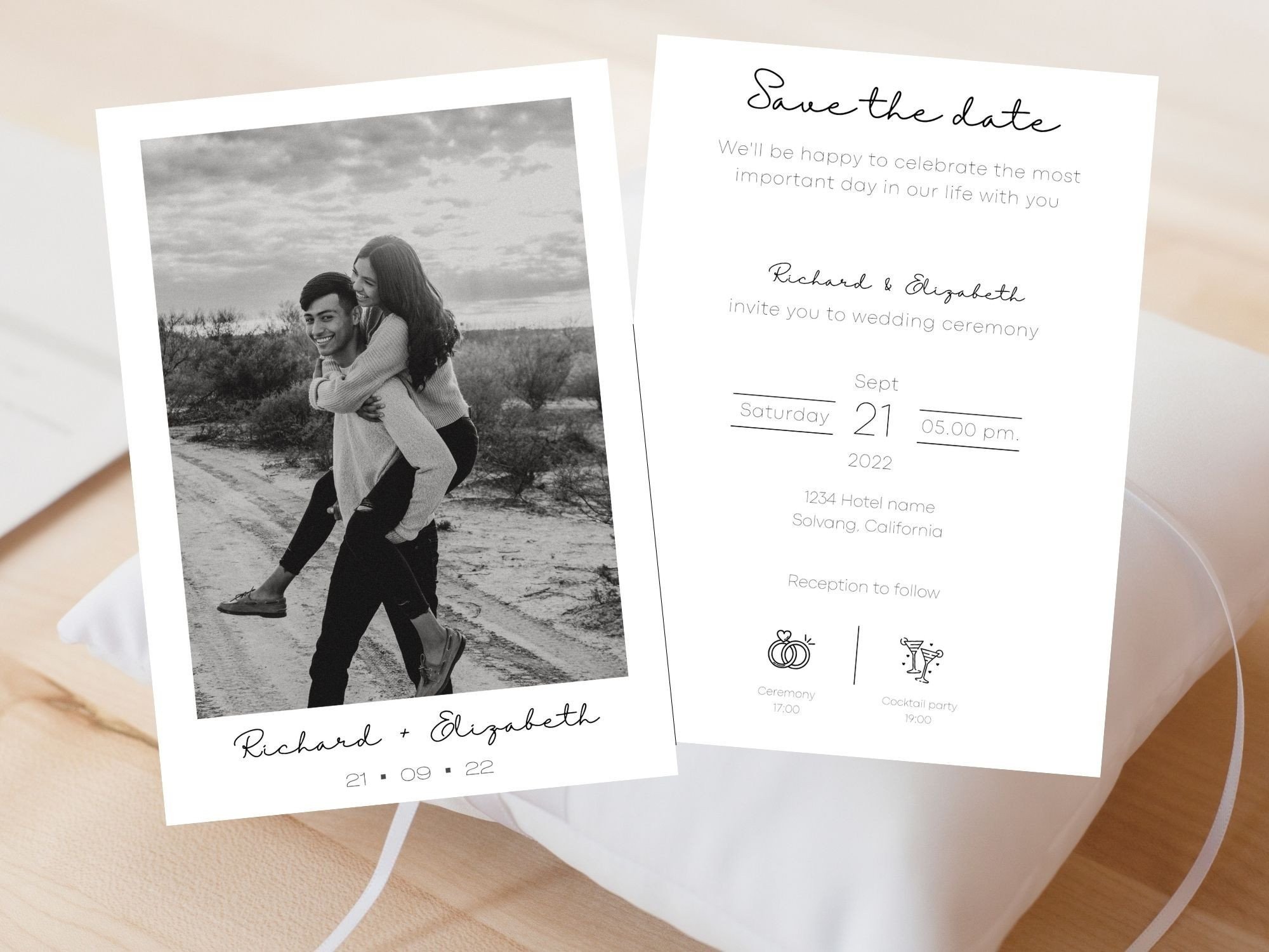 Modern basic photo wedding Save the date