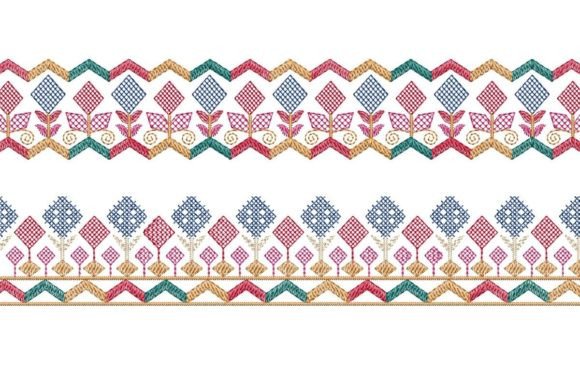 Multi Shaded Cross Stitch Border