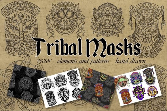 Tribal Masks Graphic Illustrations By samiramay