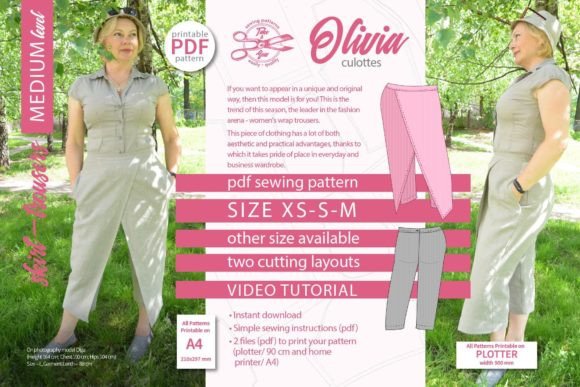 Wrap Pants Pattern, Size XS S M Olivia