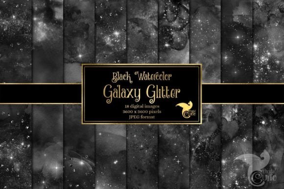 Black Watercolor Galaxy Glitter