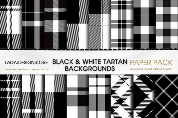 Plaid Black & White Digital Paper