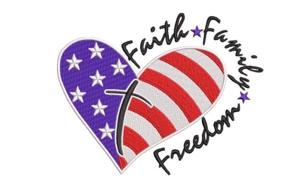 Heart American Flag Dag van de Onafhankelijkheid Borduurwerkdesigns Door ArtEMByNatali