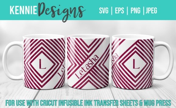 Monogram Modern Name Mug Template Svg Graphics