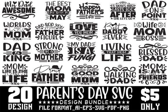 Parent's Day SVG Designs Bundle Grafik Plotterdateien Von RegulerDesign