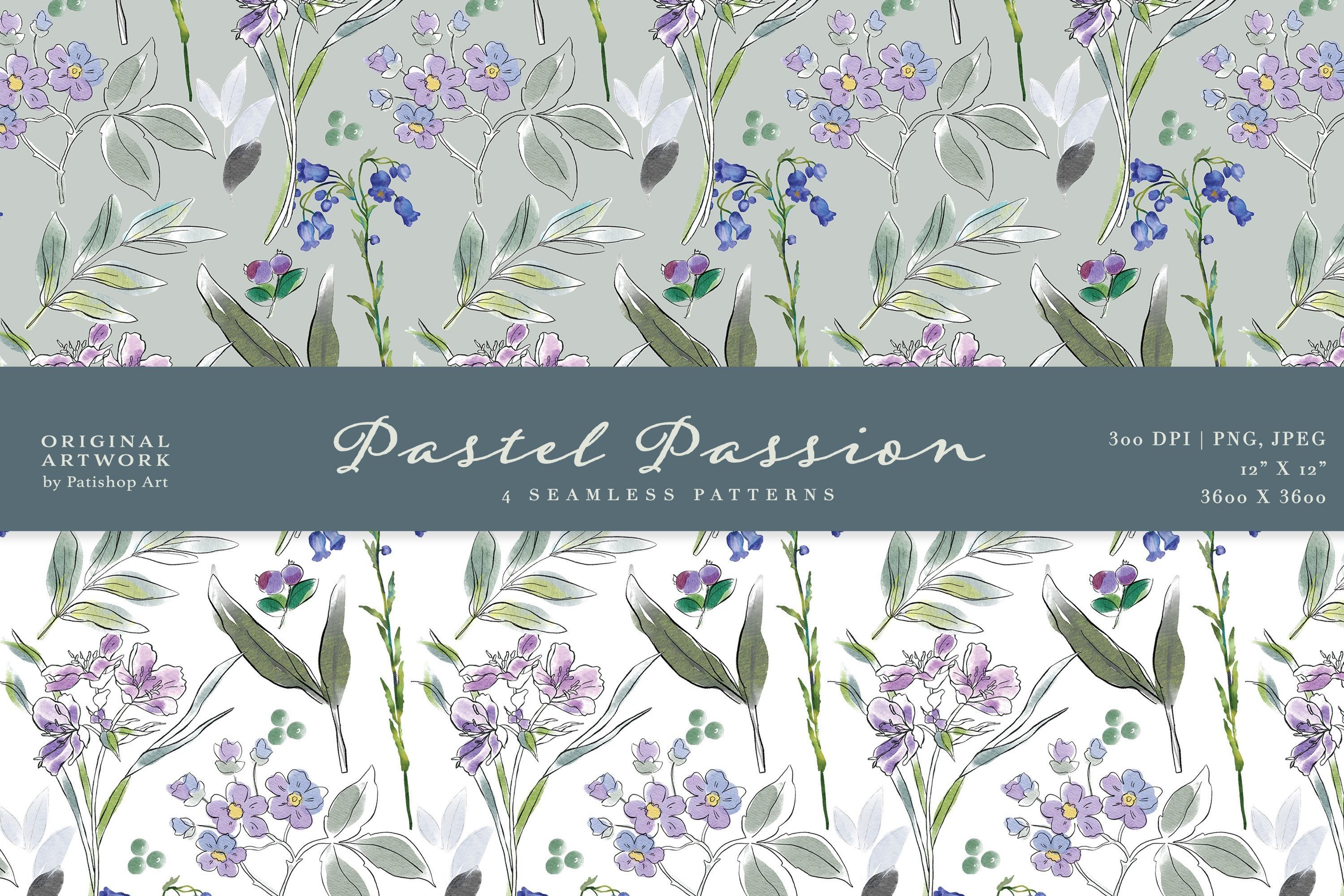 Pastel Flowers Seamless Pattern Set - photo 6