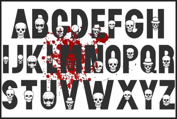 Skull Font PNG with transparent background - Preview 1