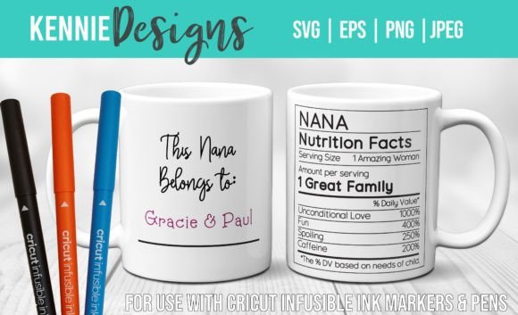 Grandma Nutrition Facts Mug Svg Wrap Graphics