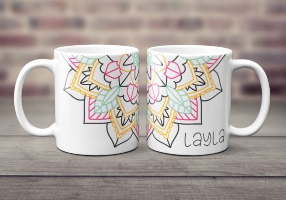 Mandala Design Line Drawing Mug Svg Wrap Graphics