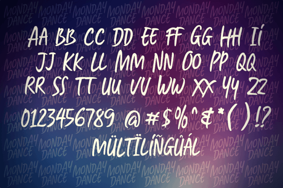 Monday Dance Font PNG with transparent background - Preview 4