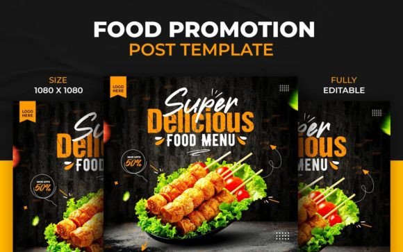 Food Social Media Promotion Post Design Graphic Social Media Templates By Creative Design Studio