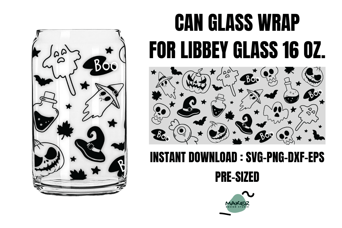 Halloween 16 Oz Can Glass Svg Graphic by Maker Design Studio · Creative ...