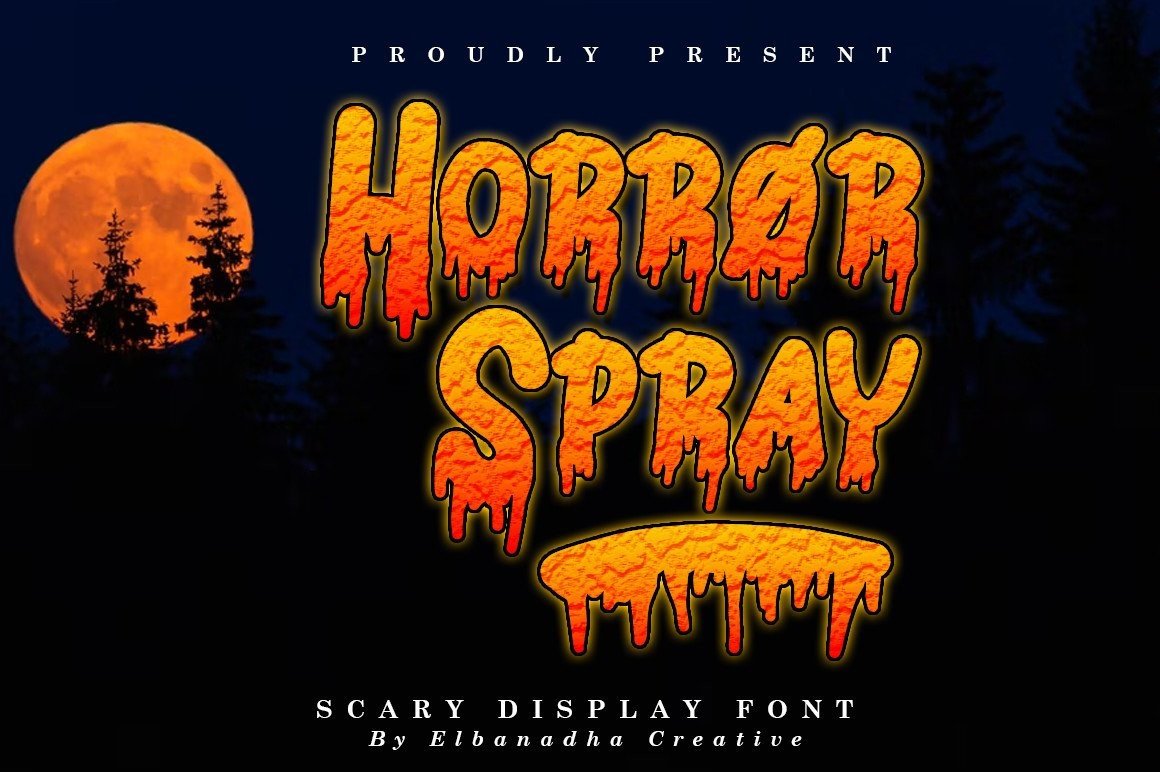 Horror Spray preview: brushstroke horror font with blood drips