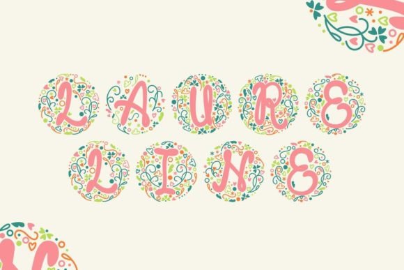 Laureline Floral Monogram Font PNG with transparent background - Preview 1