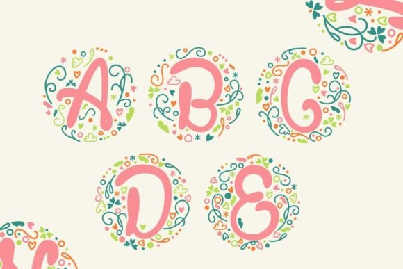 Laureline Floral Monogram Font PNG with transparent background - Preview 2