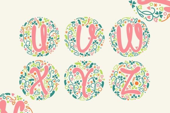 Laureline Floral Monogram Font PNG with transparent background - Preview 6