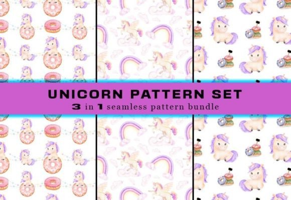 Unicorn Seamless Pattern Digital Papers