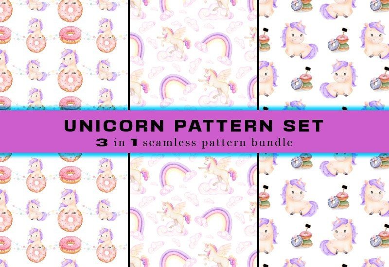 Unicorn Seamless Pattern Digital Papers