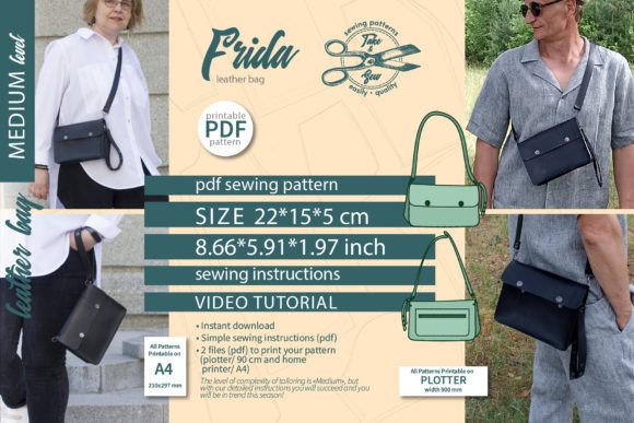 Unisex Leather Bag Pattern Frida
