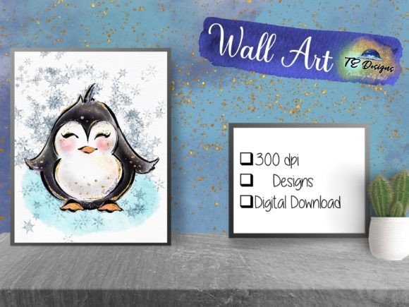 Winter Penguin Bedroom Art |