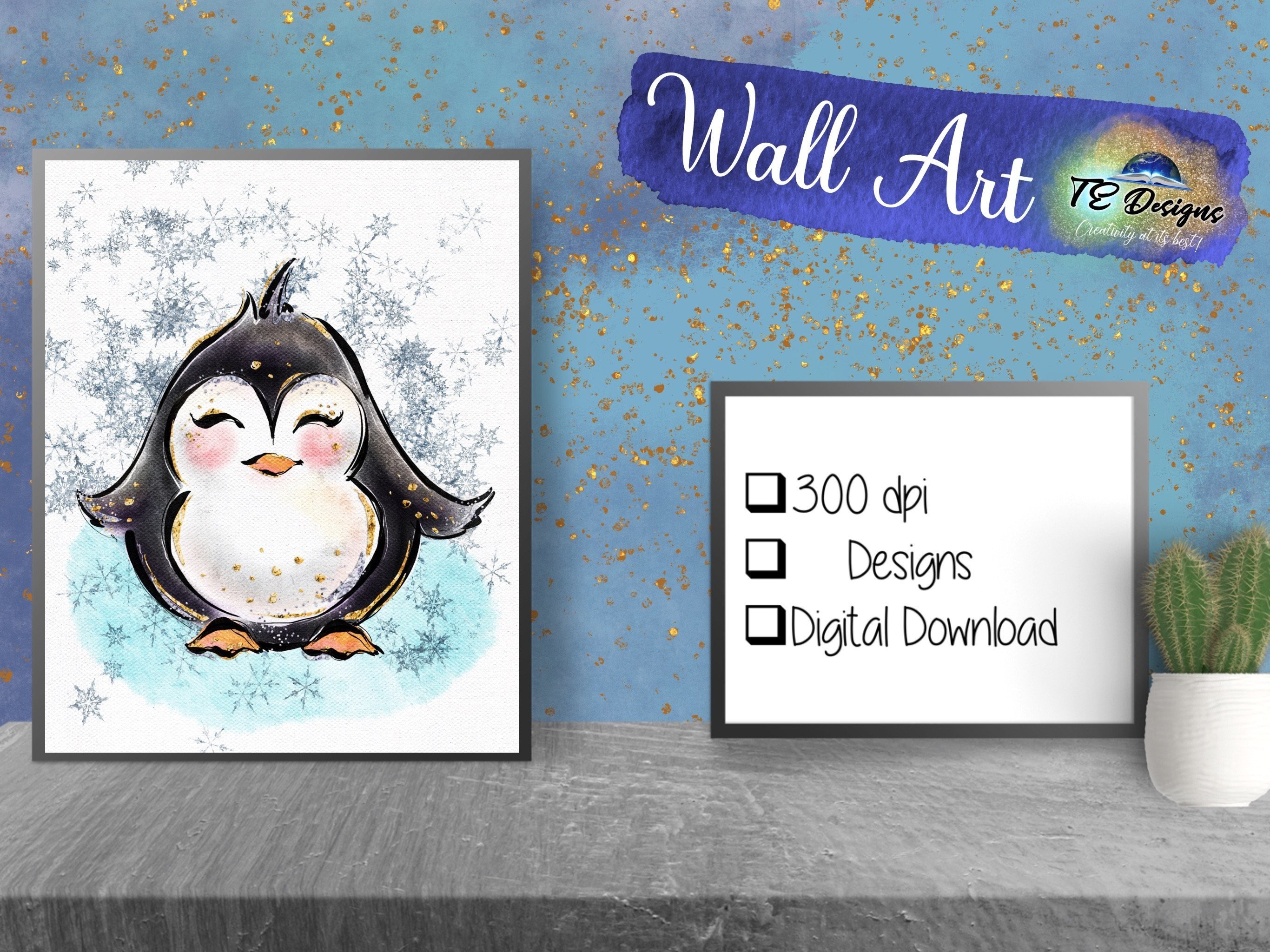 Winter Penguin Bedroom Art |