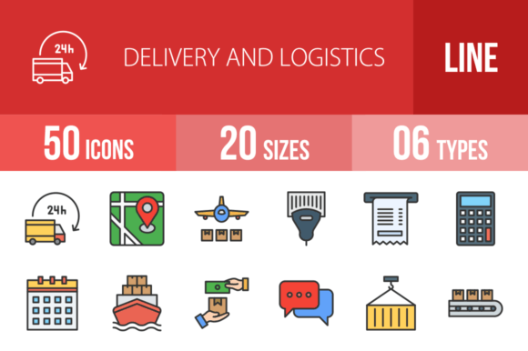 50 Delivery and Logistics Line Icons