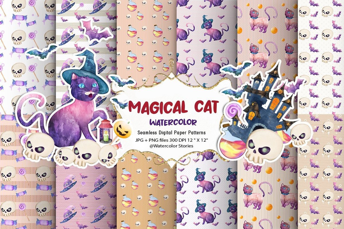 Halloween Digital Seamless Patterns Graphic by Watercolor Stories ...