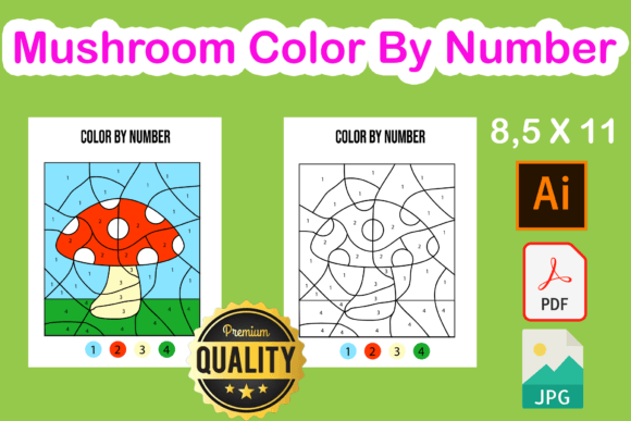 Mushroom Coloring Page - Color by Number