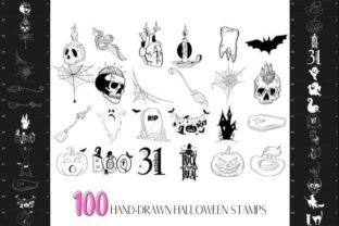 Procreate Halloween Stamp Brushes Set Graphic by Calcool · Creative Fabrica