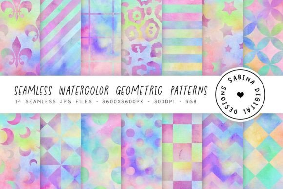 Rainbow Geometric Seamless Patterns