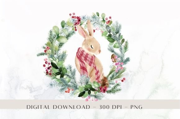 Winter Bunny Christmas Clipart Graphic by artstudiobyn · Creative Fabrica