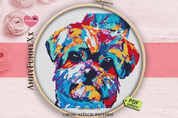 Yorkie Cross Stitch Pattern Dog