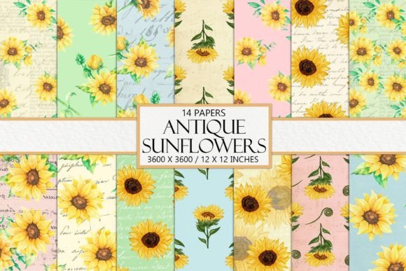 Antique Sunflower Scrapbook Papers