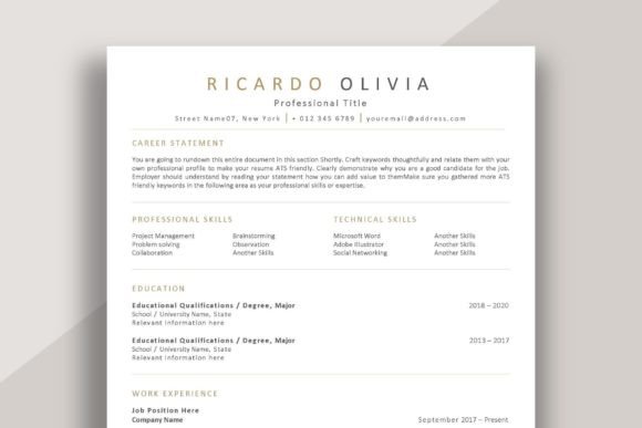 ATS Resume Template Graphic Print Templates By victoriousvita