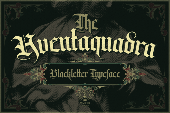 Preview specimen of Aventaquadra blackletter font