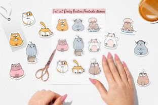Fat Cat Daily Routine Printable Stickers Graphic by NadineStore ...