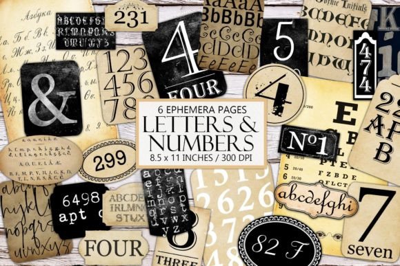 Grunge Letters and Numbers Ephemera Kit
