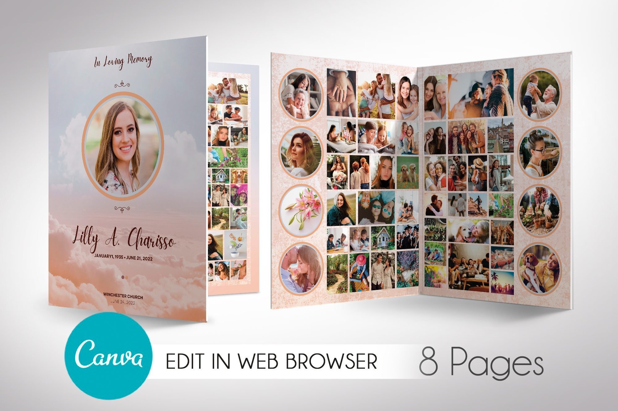 Heaven Tabloid Funeral Program Canva