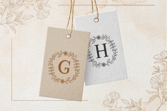 Monogram Circle Floral Font PNG with transparent background - Preview 1