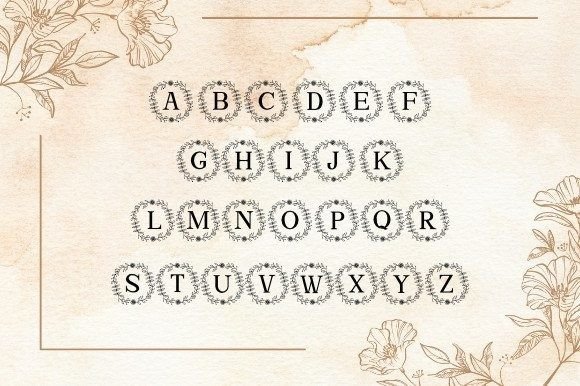 Monogram Circle Floral Font PNG with transparent background - Preview 4