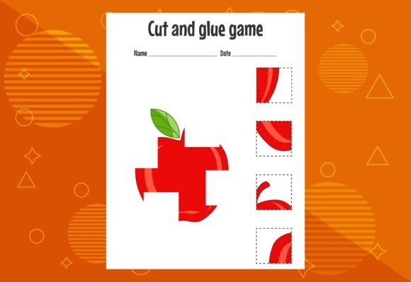 Cut and Glue Game for Kids Graphic by makhondesign · Creative Fabrica