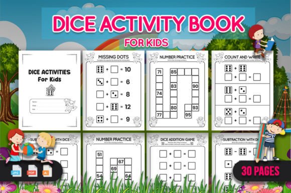 Math with Dice Activity Book for Kids