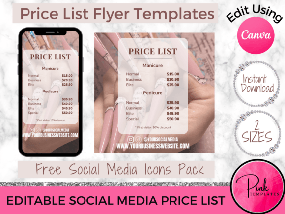 Nail Price List Flyer Template - Canva