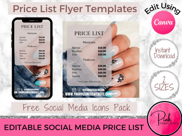 Nail Price List Flyer Template - Canva