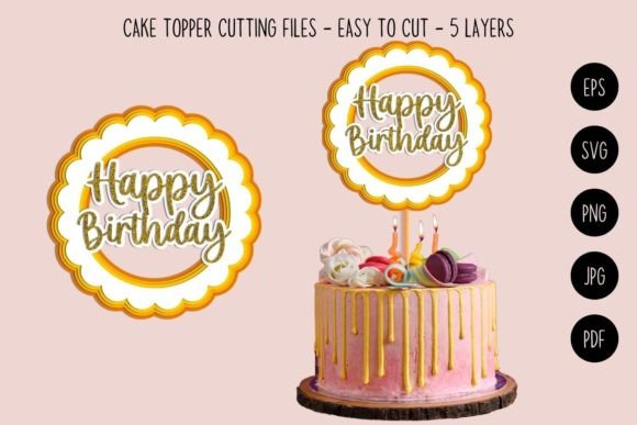 Sunflower Cake Topper 5 Layered Graphics